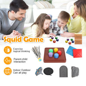 Squid Game2 Korean Traditional Play Game Prop Set Gonggi Jack Pebbles Set Stress Relief Toy Family Party Games(ddakji biseokchigi spinning top)
