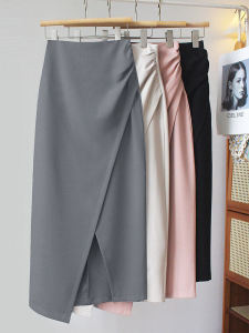 กระโปรงทรงเอเอวสูงทรงเอผ่าหน้าดีไซน์ใหม่สำหรับผู้หญิงในฤดูร้อนปี 2025 กระโปรงทรงเอบางกระชับสัดส่วน กระโปรงทรงเอทรงเอ