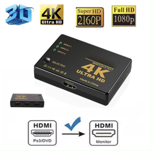 3-Port HD Exchange Eye-catching Em Emitter Switch 3X1 3 In 1 Out Auto Switch HDCP 3D 1080P Hd Audio With IR Remote (Intl)