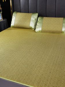 น้ำแข็งพับได้ ผ้าไหม เสื่อหวายสองด้าน 15 ม 18 มใช้ในบ้านคู่ผ้าปูที่นอนเย็นสบายระบายอากาศได้ดีฤดูร้อนนอน