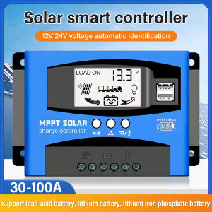 MPPT 30A 60A 100A Solar Controller Solar Panel Charging Controller 12V/24V Adaptive LED Screen 2 USB Charging Interfaces