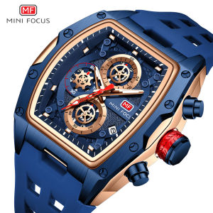 Đồng Hồ Nam Thạch Anh Xanh MINI FOCUS Thời Trang Quân Đội Thể Thao Chronograph Dạ Quang Tay Ngày Tự Động Dây Đeo Silicon Đồng Hồ Đeo Tay Chống Nước