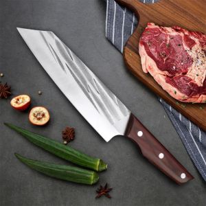 Kitchen Knives Hand Forged Blade Wood Handle Utility Knife Cleaver Meat Chop Vegetable Chef Butcher Boning Slicing Cooking Knife