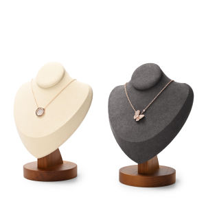 Oirlv Wooden Necklace Mannequin Stand Pendant Display Holder Jewelry Organizer Half Bust Storage Stand SM050