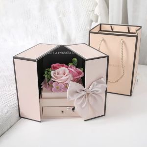 Valentines Soap Flower with Drawer Gift Box + Bag 双开门香皂花抽屉礼盒~520七夕情人节礼物~永生花