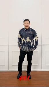 Redlove - Kemeja Pria Lengan Panjang Batik Modern Foil Semi Sultra Print