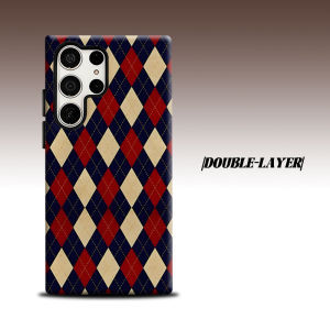 Vintage Argyle For Samsung Galaxy S26 S25 S24 A56 A36 Dual Layer Luxury Fashion Full Lens Protective Case