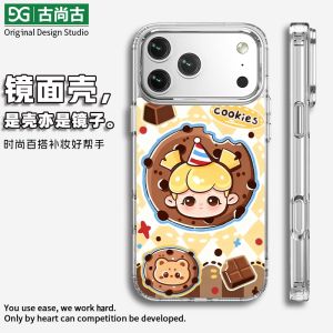 Gusgu Cartoon Girl Mirror Shell for Apple iPhone 16 pro Max 17 pro 16 pro New Model 14 PM Popular 15 High End Small Audience 13 Autumn Winter