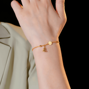 2024 New Arrival Titanium Steel Fu Character Gourd Petty Gold Bracelet Female Ins Style New Chinese Style Vintage Jewelry Non-Fading