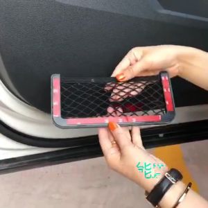Tas jaring samping non-berlubang portabel untuk jok mobil tas jaring elastis untuk aksesoris konstruksi mobil tas jaring penyimpanan interior untuk mobil