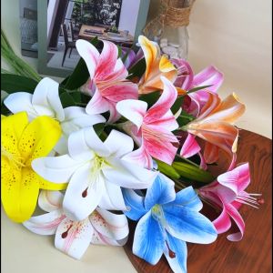 Tanaman Hias Lily Latex Bunga Tangkai Ornamen Dekorasi Artificial Flower Buatan COD PBP203