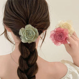 เชือกผมดอกกุหลาบแห้ง2024ใหม่ยางรัดผมหางม้าสูงสำหรับผู้หญิงเครื่องประดับผมยางรัดระดับไฮเอนด์