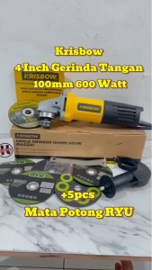 KRISBOW IRAGZ41 Original Gerinda Tangan 4 Inch + 5pcs Mata Potong RYU / Gerinda Tangan 100mm IRAGZ41