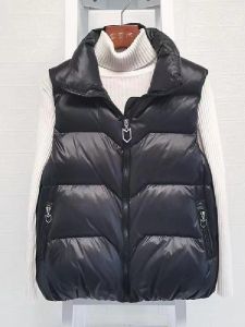 New Womens down Cotton Vest Short Loose Fit Stand Collar Shoulder Pad Elegant Autumn Winter Korean Style Fashion Outerwear