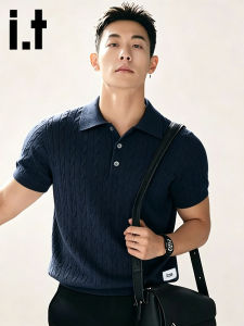 izzue | Casual Knit Short Sleeve Polo Shirt