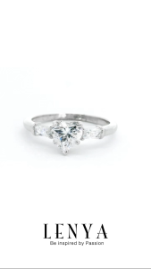 LENYA แหวน CZ Diamondlike ดีไซน์รูปทรงหัวใจสวยหรู ขนาด 6×6 มิล ตัวเรือนเงินแท้925 ชุบทองคำขาว