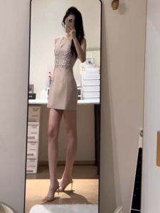 CHANGTONG | Elegant Lace Spliced Fitted Pencil Strap Dress