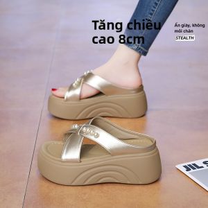 DINGMUYI | Dép Tăng Chiều Cao 8CM Nhẹ Nhàng Size Nhỏ 33-34 Dép Bãi Biển Phong Cách Thường Ngày