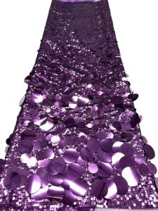 Luxury 2026 Nigerian Tassel Sequins Embroidery Tulle Lace Fabric 5 Yards Beaded African Style for Prom Dresses Sewing
