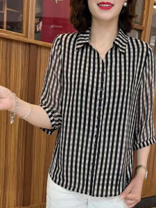 QIAOXIZI | Fashionable Loose-Fit Senior Womens Short Sleeve Shirt
