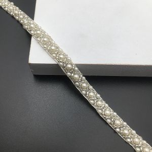 Handmade Beaded Clothing Decorations Pearl Trim Bar Code Beaded Strips DIY Sewing Accessories Lace Edging Home Fabric Crafts
