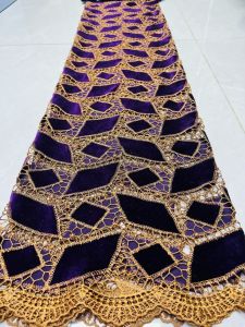 Nigerian Luxury Velvet Lace Fabric 2026 High Quality African Velvet Lace Fabric French For Women Wedding Party Dresses XR5115A-1