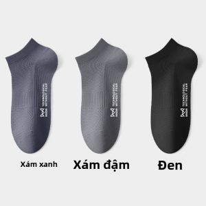 MiiOW | Tất thể thao nam mùa hè MiiOW Cotton nguyên chất thoáng khí thấm mồ hôi chống mùi tất thuyền mỏng màu trơn dài đến mắt cá chân