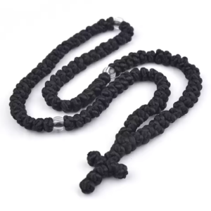 Black/Blue Komboskini Knot Necklace Handmade Orthodox Religious Rosary Prayer Rope Cross Rosary