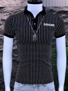 Áo Thun Nam Tay Ngắn Mùa Hè Phong Cách Hàn Quốc Ôm Vừa Vặn Kẻ Sọc Đa Năng Thường Ngày Trẻ Trung Thời Trang Cotton Polyester