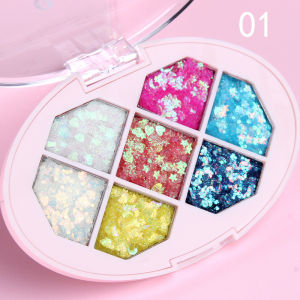 Bảng Phấn Mắt 7 Màu Kim Cương Sequin Shimmer Pigment Glitter Star Moon Trang Điểm Lông Mày - Phấn Lấp Lánh Lâu Trôi Không Thấm Nước