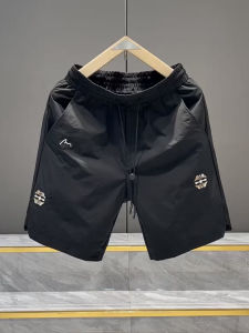 Mens Fashionable Breathable Quick Dry Five-Quarter Loose Fit Summer Shorts Urban Style Casual Pants Straight Leg Elastic Waist