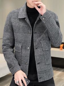 HENGYUANXIANG | Double-Sided Woolen Coat Mens Autumn Winter 2025 New Fashion High-End Plaid Cashmere Short Coat Business Casual Style