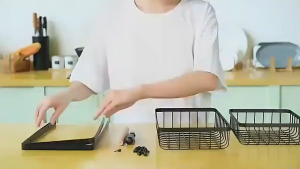 【24H】2 Tier Fruit Vegetable Storage Basket Detachable Kitchen Countertop Organizer Carbon Steel Rack Black