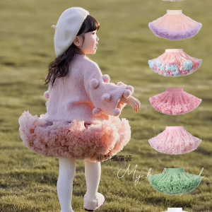 Princess Style Tulle Skirt for Girls Birthday Cake Shape Puffy Skirts Baby First Year Anniversary Party Spring Autumn New Arrival