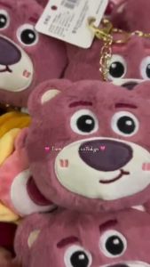 Móc khoá Phụ Kiện Túi Xách Hình Gấu Dâu Lotso Siêu Dễ Thương Siêu Cute Lông Mịn Màu Hồng Cực Iu