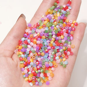 10g 4mm Aurora Cats Eye Glass Rice Beads For Handmade Bracelet Necklace Earring Keychain DIY Craft Jewelry Making Accessories