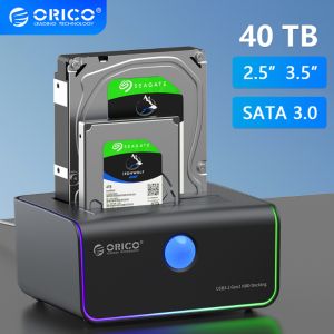 ORICO 2.5inches 3.5inches SATA Hard Drive Docking Station 2 Bay Offline Clone for 2.5/3.5 inch HDD SSD USB C 3.0 Dual Disk HD House Box PC