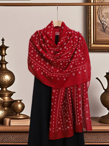 Khăn Choàng Vải Lanh Cotton Dài Phong Cách Retro Angola Đỏ Cho Nữ Du Lịch Áo Choàng Chống Nắng Kiểu Dáng Dài Phong Cách Dân Tộc Nghệ Thuật