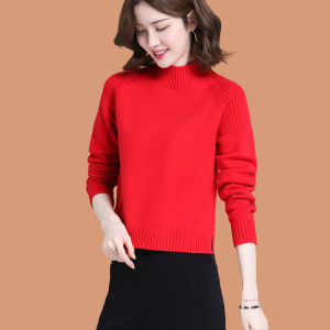 Fashionable Half High Collar Wool Base Shirt Womens Autumn Winter Short Style for Skirts High Waist Sweater Popular New 2025