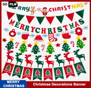 Christmas Decorations Banner Christmas Theme Pull Flag Festival Scene Layout New Year Christmas Paper Flag Party Decor