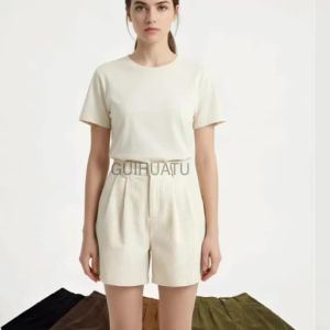 2026 New Corduroy Womens Cargo Shorts Autumn Winter High Waist Wide Leg Shorts Casual Vintage Female Trousers Fashion