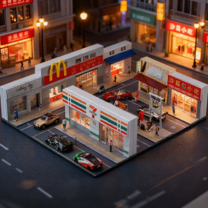 SHOUCANGJIA | Mô Hình Diorama Cảnh Đường Phố Tỷ Lệ 1:64 Hộp Lưu Trữ Hiển Thị