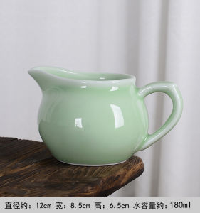 ชุดเครื่องดื่มชาเซรามิคสีเขียวขนาดใหญ่ จิบชาแบบมีมือจับ ผักบุ้ง ชุดเครื่องดื่มชา ชุดอุปกรณ์เซรามิค ชุดเครื่องดื่มชา