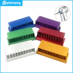 PIORPOY 30 Holes Dental Bur+Holder Aluminium High and Low Speed Handpiece Drills Disinfection Block Autoclavable Dentistry Tool