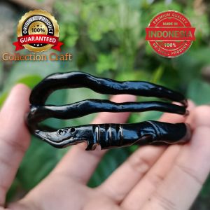 Gelang akar bahar hitam asli Ukir Kujang Ekor cabang Natural Original 100%