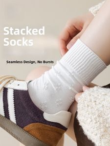 JINGCHI | White Mid-Calf Thin No-Show Socks For Women Summer Breathable Moisture Wicking Cotton Polyester Blend Comfortable Soft Touch Socks