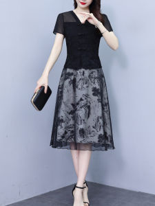DAIXIANGFEIZI | New Chinese Style Summer Popular Short Sleeve Large Size Dress