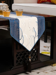 New Chinese Style Table Flag Zen Tea Ceremony Tablecloth TV Cabinet Cover Cloth Luxury Long Strip Tea Table Curtain