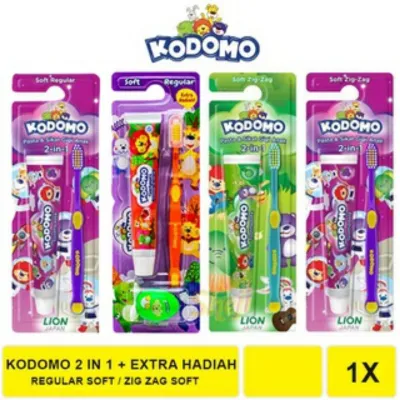 KODOMO Sikat Gigi Anak & Pasta Gigi 2in1 SOFT Regular / Zig Zag-SIKAT GIGI BAYI - KODOMO 2 IN 1 REGULAR & ZIG ZAG SOFT - Pasti Gigi dan Sikat