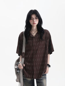 zuocisankon | Colorful Striped Collar Short Sleeve Shirt